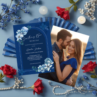 Delft Blue White Chinoiserie Floral Bridal Shower  Invitation