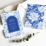 Delft Blue White Chinoiserie Floral Bridal Shower Invitation<br><div class="desc">This chinoiserie-inspired design features elegant botanical florals,  birds and greenery in delft blue and white. Personalise the invite with your details and if you want to further re-arrange the style and placement of the text,  please press the "Click to customise further" button.</div>