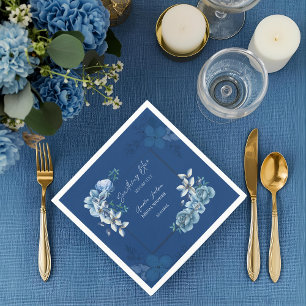 Delft Blue White Chinoiserie Floral Bridal Shower  Napkin