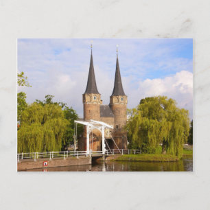 Delft, canals and gateway postcard