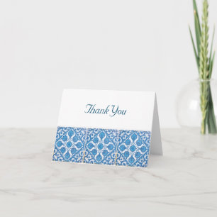 Delft Cornflowers Vintage Art Thank You Card