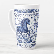 Delft Delftware Style Friesian Horse in Meadow