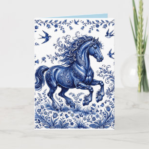 Delft Delftware Style Friesian Horse in Meadow Thank You Card