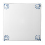 Delft Field Tile with Shell Corners<br><div class="desc">Blue and white tile reproduced on a smooth surface 4.25" or 6" ceramic tile. Perfect for interior tile wall accents, backsplashes, fireplace surrounds, bathroom and showers walls, kitchens and craft projects. Not intended for outdoor use. Our tiles are copies of costly authentic original antique tiles. Suggestion: Order one tile to...</div>