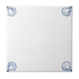 Delft Field Tile with Shell Corners