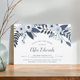 Delft Floral Baby Shower Invitation