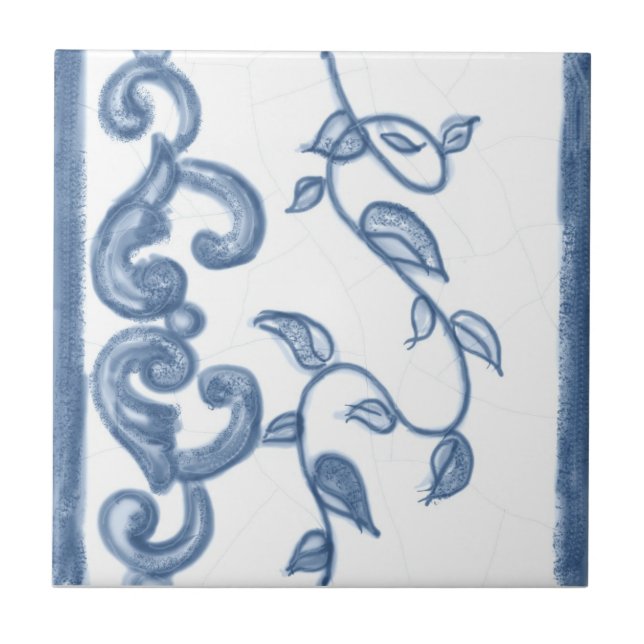 Delft Floral Border Ceramic Tile (Front)