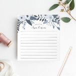 Delft Floral | Personalised Lined Notepad<br><div class="desc">Chic floral notepad features a top border of blue flowers and botanicals inspired by blue Delft pottery. Personalise with two lines of custom text in modern block and calligraphy script lettering; shown with the French greeting "bonjour" and your name. Lined.</div>
