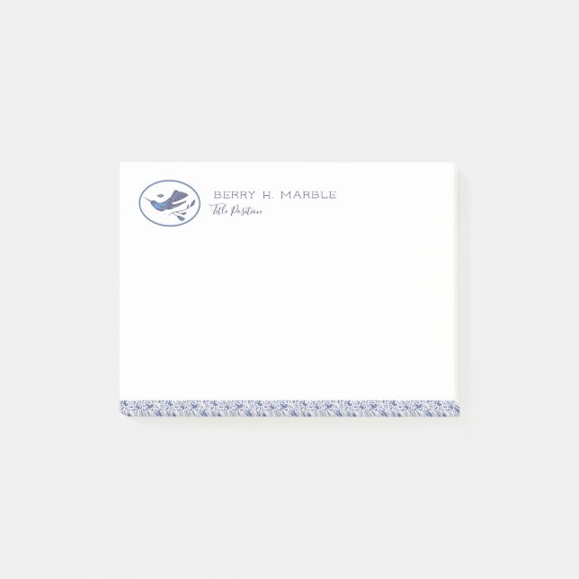 Delft Humming Birds & Leaves Post-it Notes (Front)