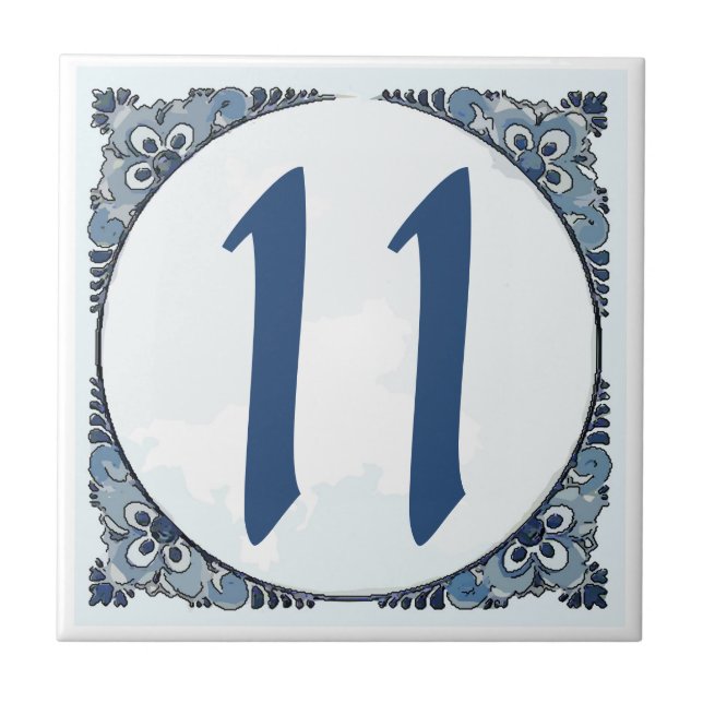 Delft look #11 Tile, House Numbers, change number Tile (Front)