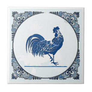 Delft look Rooster, change image,  Ceramic Tile