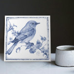 Delft Mountain Bluebird Art Nouveau Spring Bird Tile<br><div class="desc">Watercolor Blue Mountain Bluebird by Messrs. Thomas Latham Boote and Richard Boote 1870, who commenced at the Central Pottery, Burslem, their original manufacture being Parian sculptures, vases, and later tiles. Signed "MB." The manufacture of tiles, which had then been revived by Messrs. Minton, Hollins & Co., of Stoke-on-Trent, attracted the...</div>