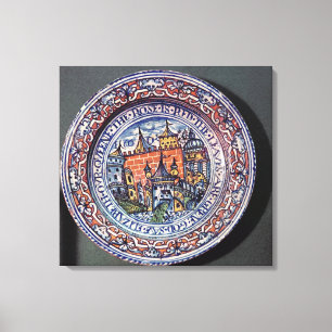 Delft plate with views of the Tower of London Canvas Print