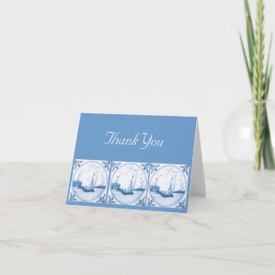 Delft Sailboat Vintage Art Thank You Card