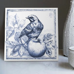Delft Sparow Apple Art Nouveau Watercolor Decor Tile<br><div class="desc">Watercolor Sparrow by Messrs. Thomas Latham Boote and Richard Boote 1870, who commenced at the Central Pottery, Burslem, their original manufacture being Parian sculptures, vases, and later tiles. Signed "MB." The manufacture of tiles, which had then been revived by Messrs. Minton, Hollins & Co., of Stoke-on-Trent, attracted the attention of...</div>