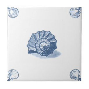 Delft Spiral Shell Tile with Shell Corners
