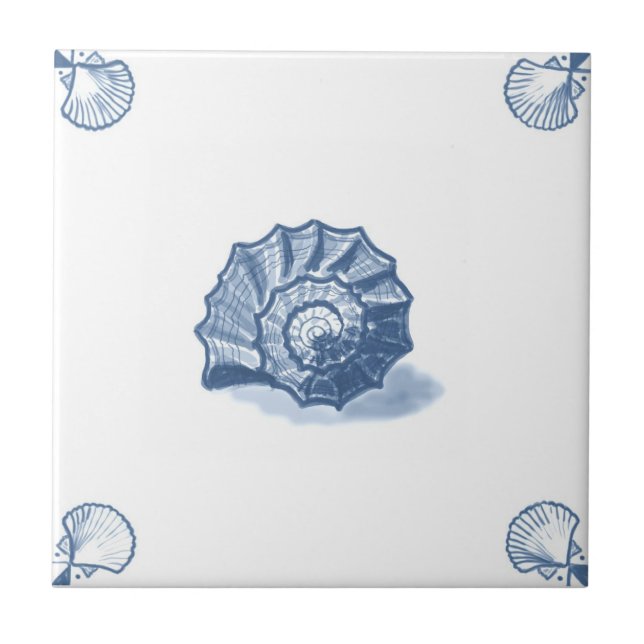 Delft Spiral Shell Tile with Shell Corners (Front)