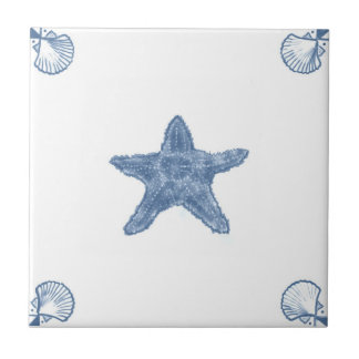 Delft Starfish Tile with Shell Corners