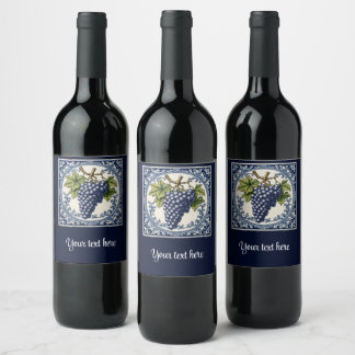 Delft-style grape bunch wine label