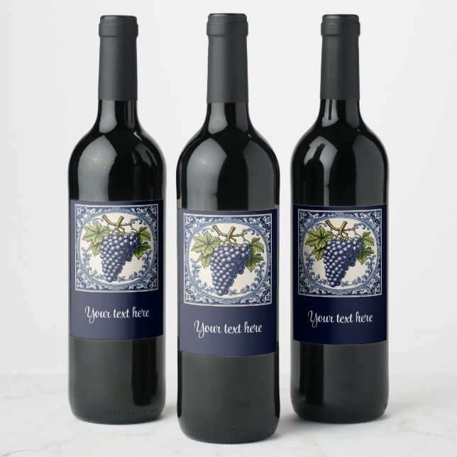 Delft-style grape bunch wine label (Bottles)