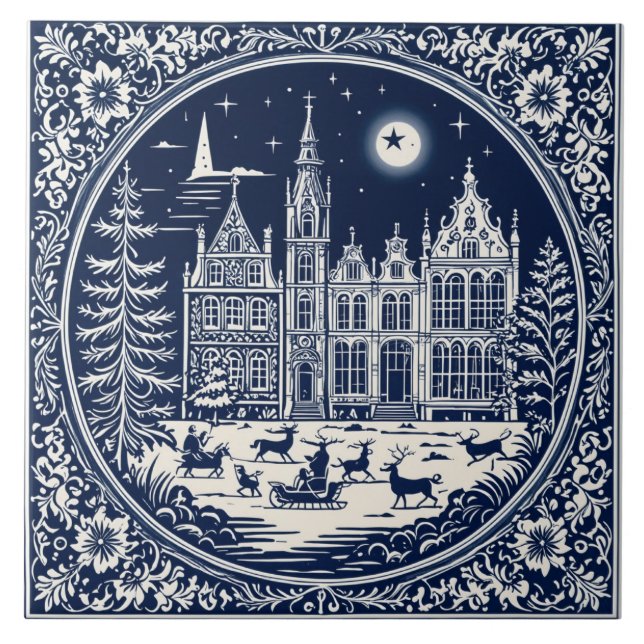 Delft style winter/Christmas 3 Tile (Front)