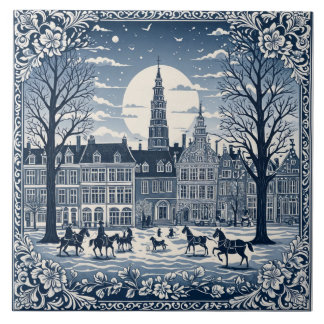 Delft style winter/Christmas 6 Tile