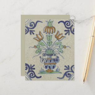 Delft Tile Antique Ceramic Flower Pot 