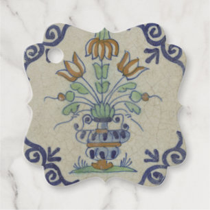 Delft Tile Antique Ceramic Flower Pot Favour Tags