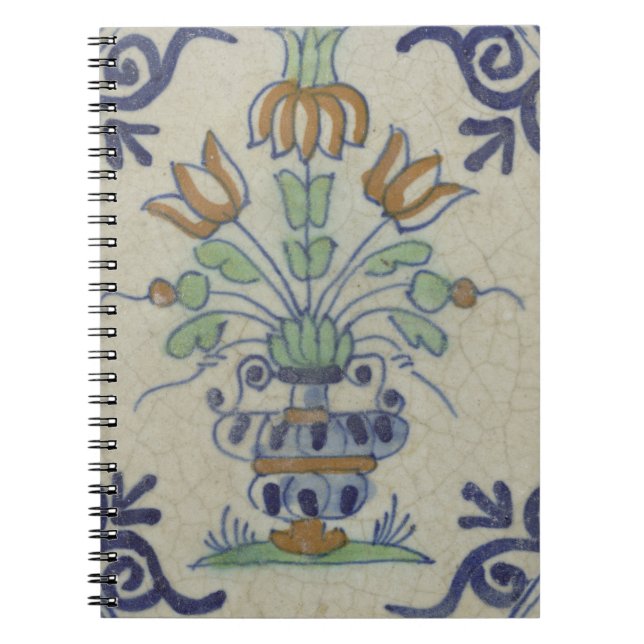 Delft Tile Antique Ceramic Flower Pot  Notebook (Front)