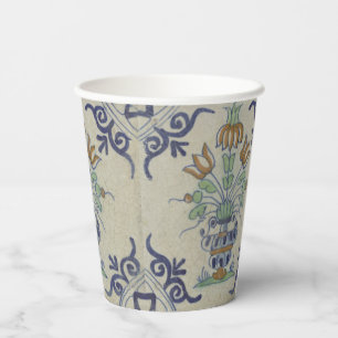 Delft Tile Antique Ceramic Flower Pot  Paper Cups