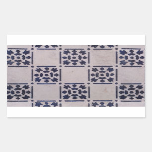 Delft Tile Blue Antique Art Pattern Rectangular Sticker