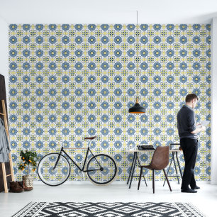 Delft Tile Blue White Wallpaper
