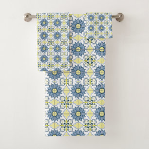 Delft Tile Pattern Bath Towel Set