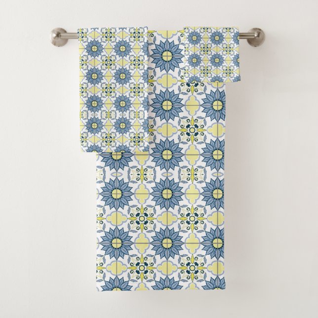 Delft Tile Pattern  Bath Towel Set (Insitu)