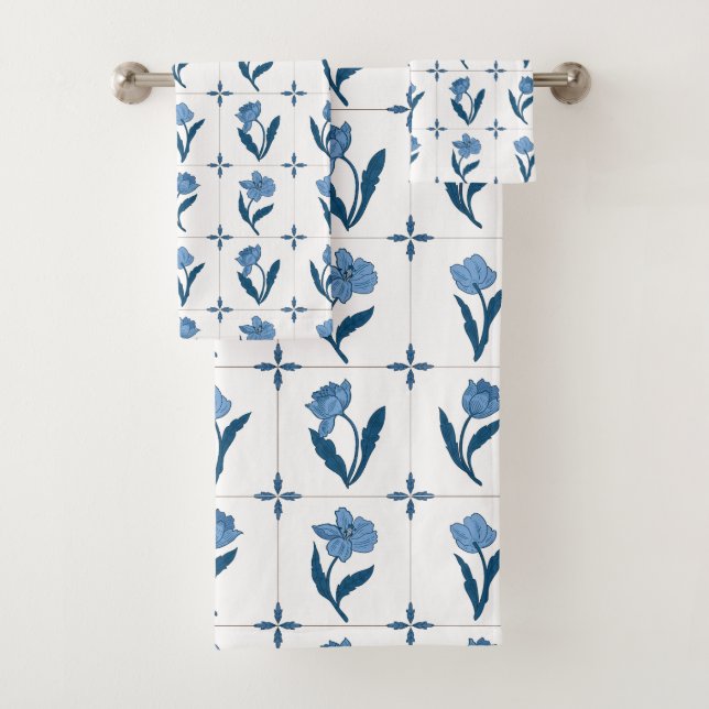 Delft Tile Pattern  Bath Towel Set (Insitu)