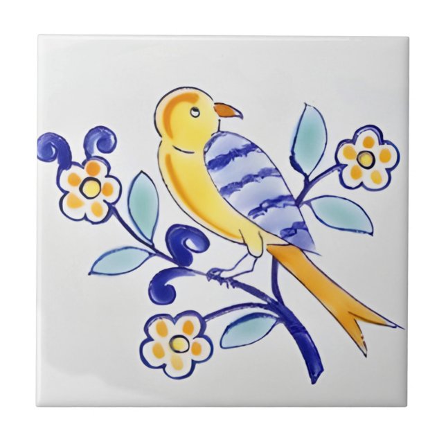 delft tiles reproductions colourful bird pattern (Front)