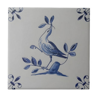 delft tiles reproductions green bird eating leaves