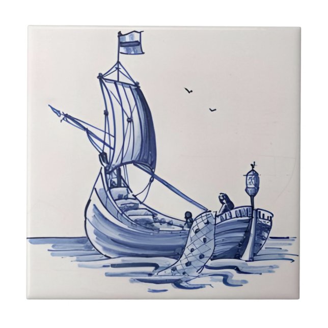 delft tiles reproductions the boat goes out to sea (Front)