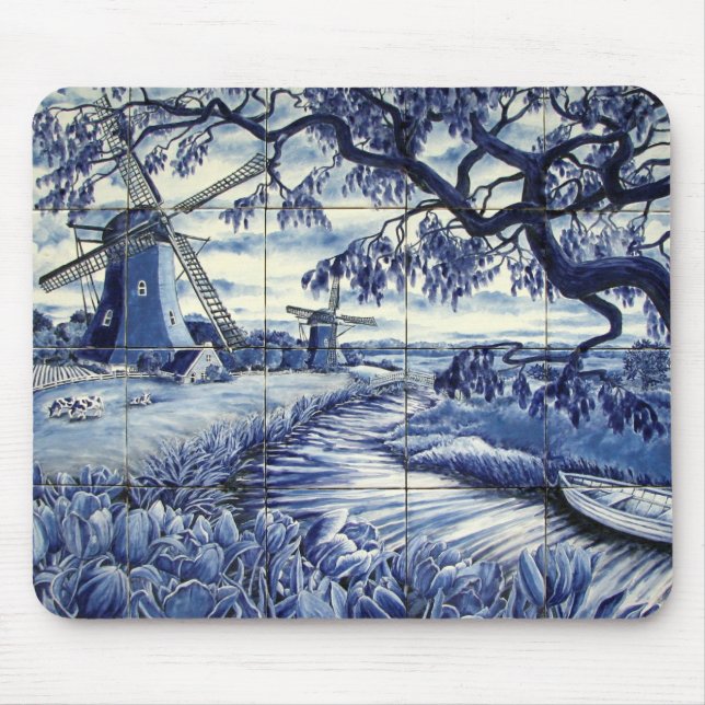 Delft tiling with Windmill Mouse Mat (Front)