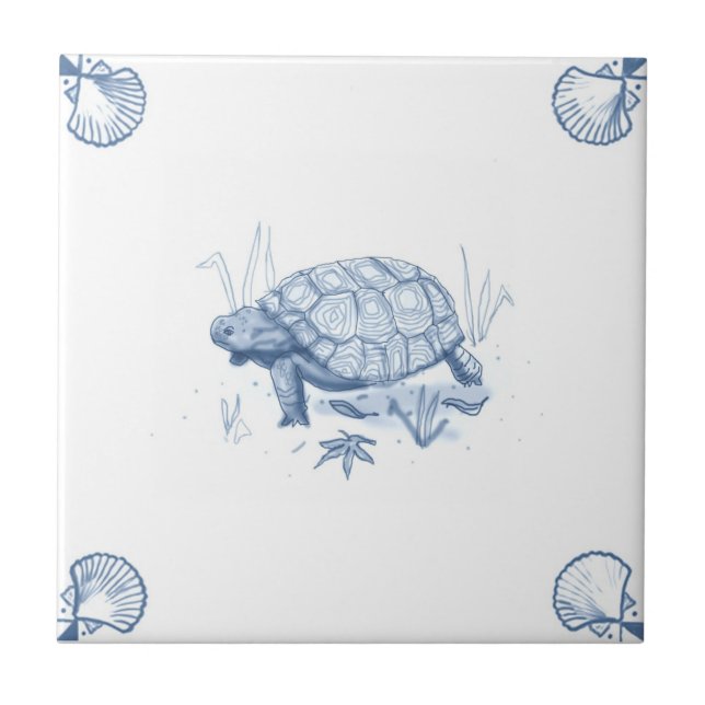 Delft Tortoise Tile with Shell Corners (Front)