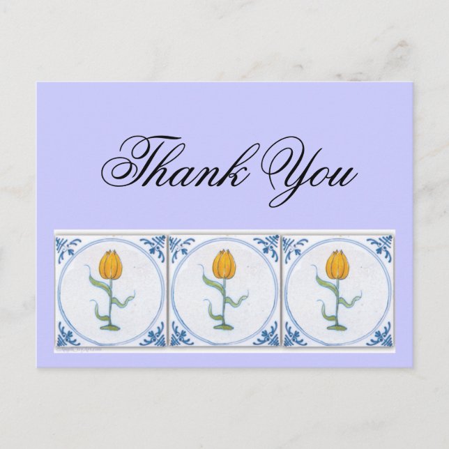 Delft Tulip Tile Thank You Postcard Customisable (Front)