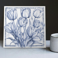 Delft Tulip Wall Decor Art Nouveau Watercolor
