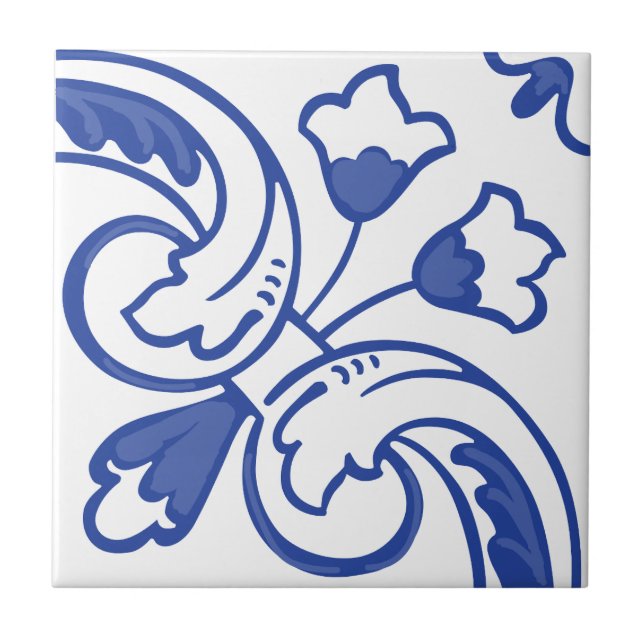 Delft Vine Blossom Tile (Front)