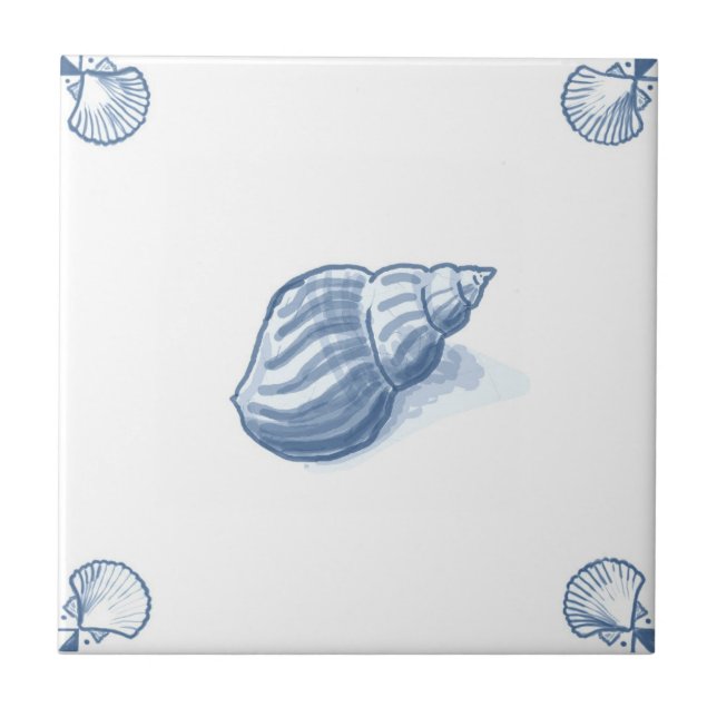 Delft Whelk Tile with Shell Corners (Front)