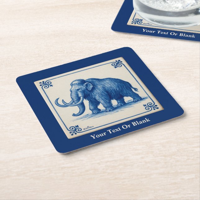 Delft Woolly Mammoth Square Paper Coaster (Angled)