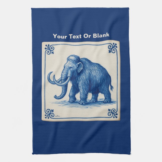 Delft Woolly Mammoth Tea Towel (Vertical)
