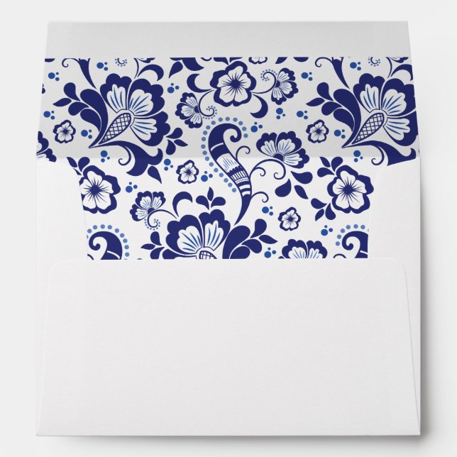 Delfts Blauw | Delft Blue Dutch Wedding Invitation Envelope (Back (Bottom))