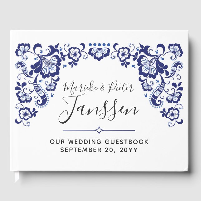 Delfts Blauw | Delft Blue Dutch Wedding Keepsake Guest Book (Front)