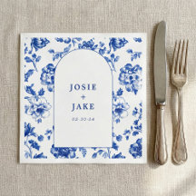 Delftware blue and white arch wedding napkin