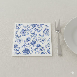 Delftware blue and white floral napkin